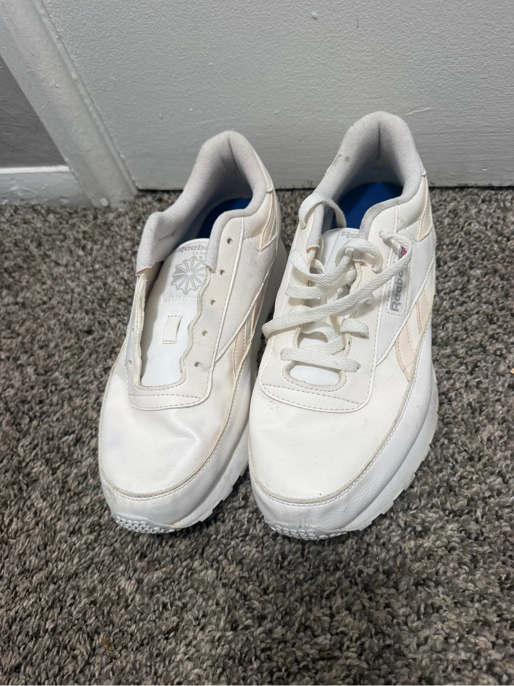 Reebok Women's White Leather Platform Athletic Sneakers